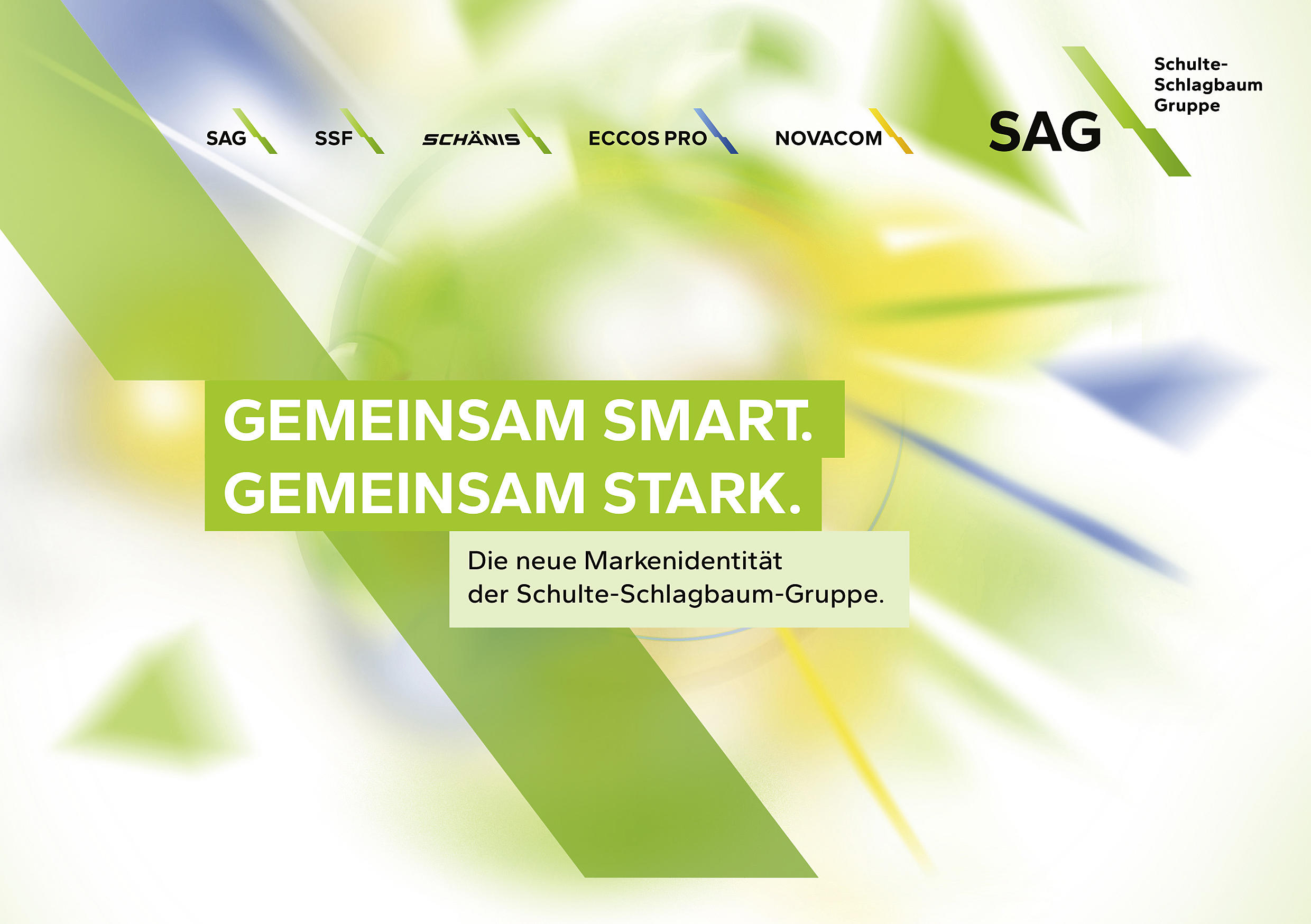 Deckblatt SAG-Gruppe Neue Marketingidentität mit dem Titel Gemeinsam smart, Gemeinsam Stark. 